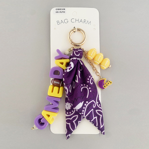 GAMEDAY Bandana Football Bag Charm Gold Purple Yellow