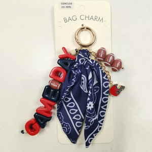 GAMEDAY Bandana Football Bag Charm Gold Red Blue