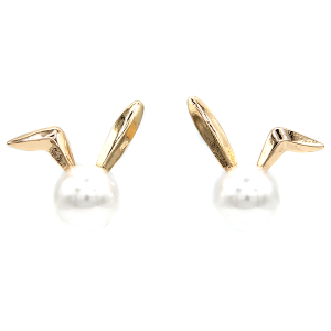 Easter Bunny Pearl Accent White Earrings