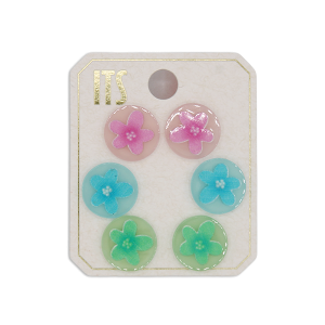 3 Set Flower Print Acrylic Multi Earrings