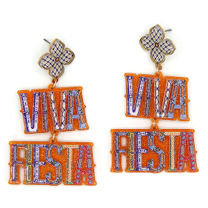 Glitter Resin Talavera Viva Fiesta Earrings