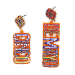 Glitter Resin Talavera Cinco De Mayo Earrings