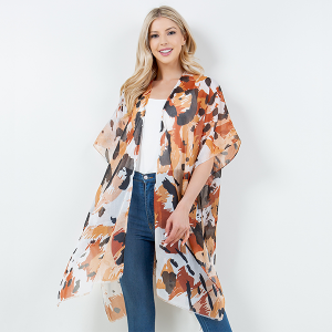 Leopard Print Brushed Camel Kimono