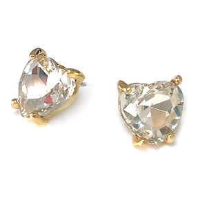 Heart Glass Post Clear Silver Gold Earrings