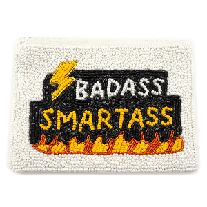 Badass Smartass Seed Bead Coin Purse White