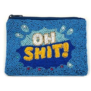 Oh Shit! Seed Bead Coin Purse Blue