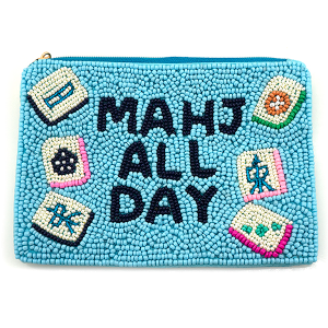 MAHJ ALL DAY Seed Bead Coin Purse Aqua
