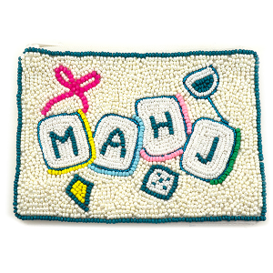 MAHJ Tile Seed Bead Coin Purse Natural