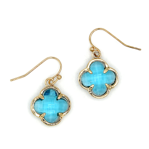 Clover Gem Drop Gold Turquoise Earrings