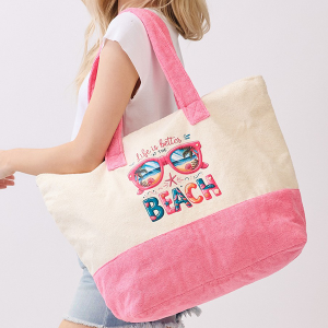 Life Is Better At The Beach Terry Tote Bag Pink
