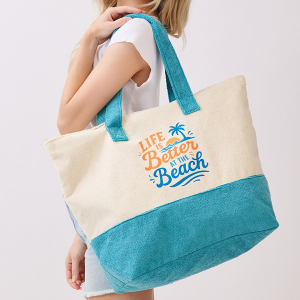 Life Is Better At The Beach Terry Tote Bag Blue