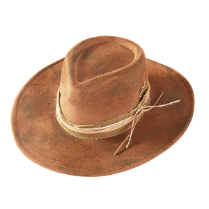 Rustic Cowgirl Fedora With Distressed Fabric Band MH0240 Tan