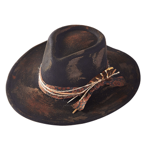 Rustic Cowgirl Fedora With Feather & Distressed Band MH0244 Black