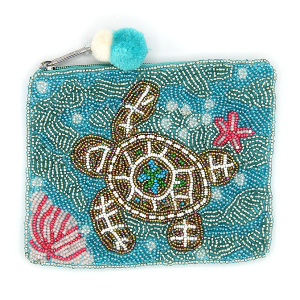 Sea Turtle Seed Bead Coin Purse