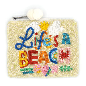 Life Is A Beach Seed Bead Coin Purse