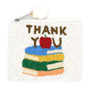 Thank You School Books Seed Bead Coin Purse