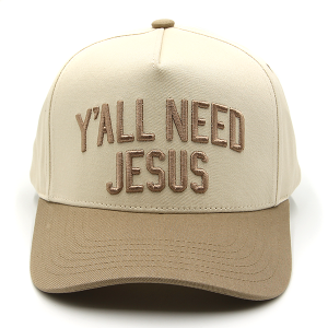 C.C Y'all Need Jesus Embroidered Trucker Cap Beige