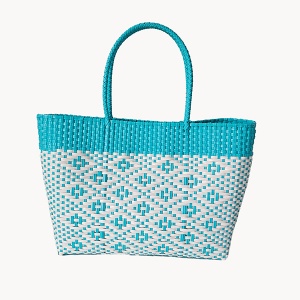 LUX FA0008 Pvc Diamond Basket Weave Tote Bag turquoise