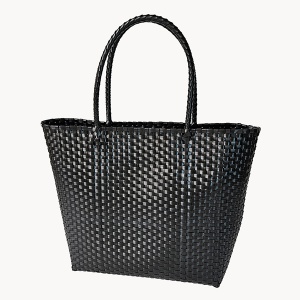 LUX FA0012 Pvc Basket Weave Tote Bag black