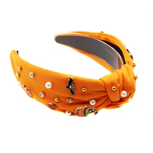 Solblanc Pearl Accent Halloween Theme Pin orange Halloween headband