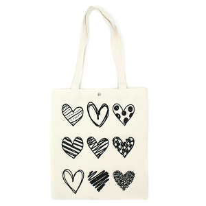 Book Bag Hearts Black Tote