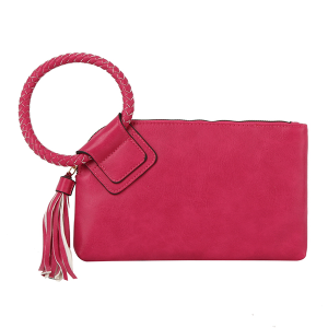 Western Braided Ring Handle Wristlet Fuchsia