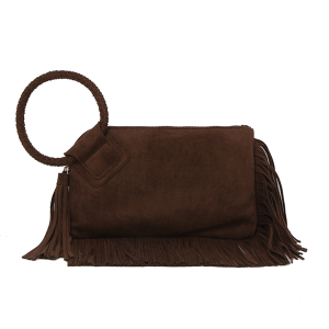 Western Fringe Braided Handle Wristlet Coffee