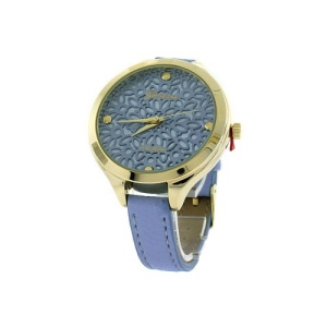 watch 196d 08 9597 round face floral leather light blue