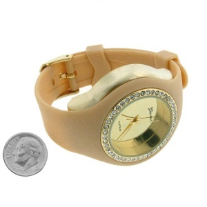 watch 307 08 lg rubber round gold beige