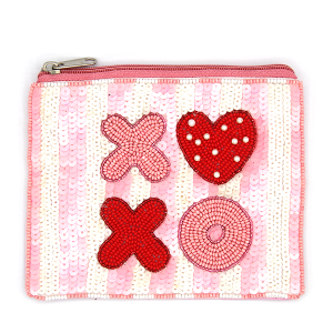 XOXO Striped Sequin Coin Purse
