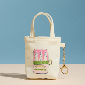 Portuguese Sardines Can Canvas Mini Bag Charm Pink