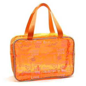 Clear Rectangle Travel Tote Love You Orange