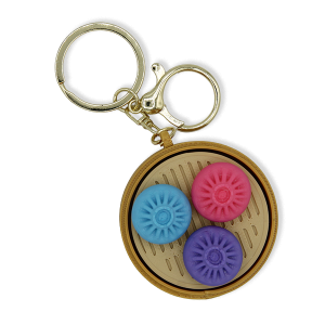 3D Printed Fidget Clicker Dumpling Trio Keychain Gold