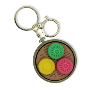 3D Printed Fidget Clicker Dumpling Trio Keychain Green