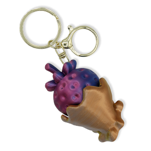 3D Printed Fidget Clicker Chocolate Strawberry Keychain Blue Fuchsia