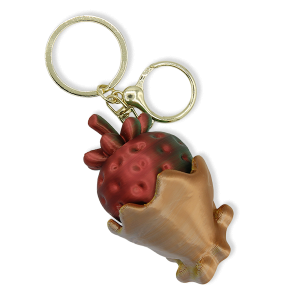 3D Printed Fidget Clicker Chocolate Strawberry Keychain Red Green