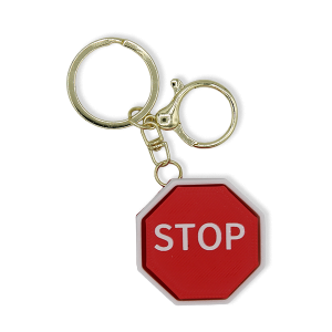3D Printed Fidget Clicker Stop Sign Keychain Red