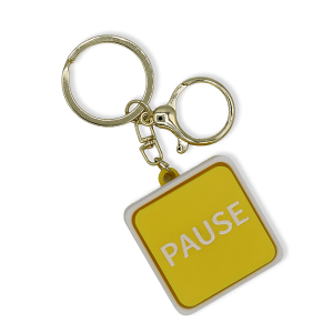 3D Printed Fidget Clicker Pause Sign Keychain Yellow