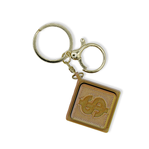 3D Printed Fidget Clicker Dollar Sign Cube Keychain Orange Gold