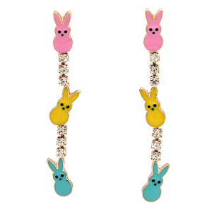Easter Bunny Rhinestone Drop Multi Earrings