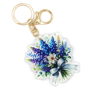 Bluebonnet Flower Bouquet Keychain Bag Charm