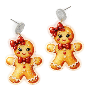 Christmas Gingerbread Cookie Resin Brown Earrings