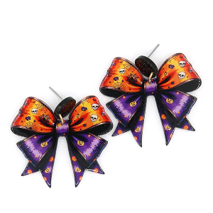 Ribbon Bow Drop Halloween Theme Earrings