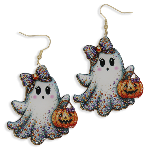 Halloween Sparkling Ghost Pumpkin Earrings
