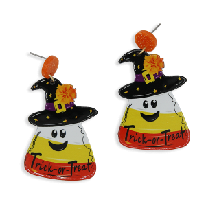 Halloween Candy Corn Ghost Earrings