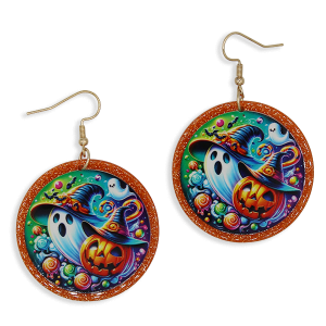 Halloween Round Witch Ghost Jack-o'-Lantern Earrings