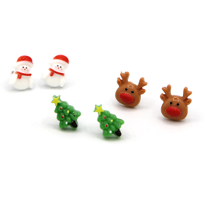 3 Set Christmas Theme Multi Color Earrings