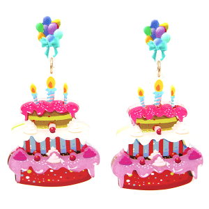 Volpe Resin Birthday Cake Drop Purple Earrings