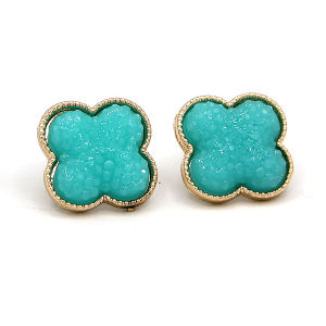 Clover Druzy Style Turquoise Earrings