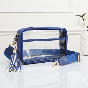 Rectangular Front Pocket Game Day Crossbody Clear Royal Blue